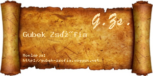 Gubek Zsófia névjegykártya